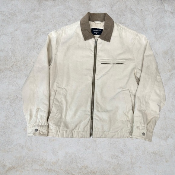 Abercrombie & Fitch Other - Abercrombie & Fitch Detroit Jacket Mens Small Beige Canvas Corduroy Collar Work